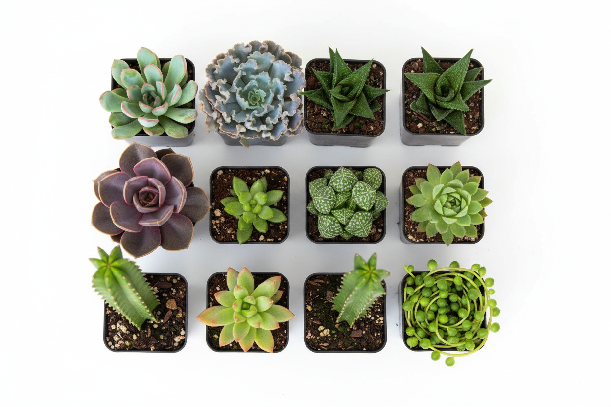 2.5 inch succulent variety plants in small pots by Colour Me Floral Shoppe