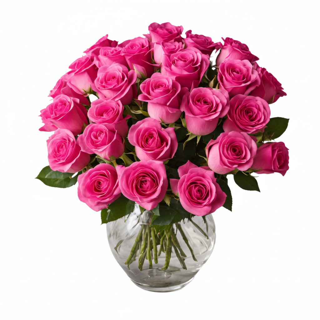Hot In London Pink Rose Bouquet in a clear glass vase