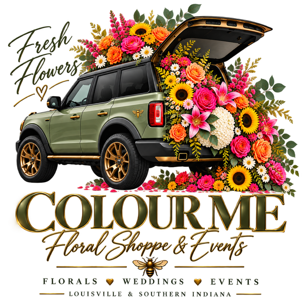 Colour Me Floral Shoppe & Events transparent sage green floral truck logo