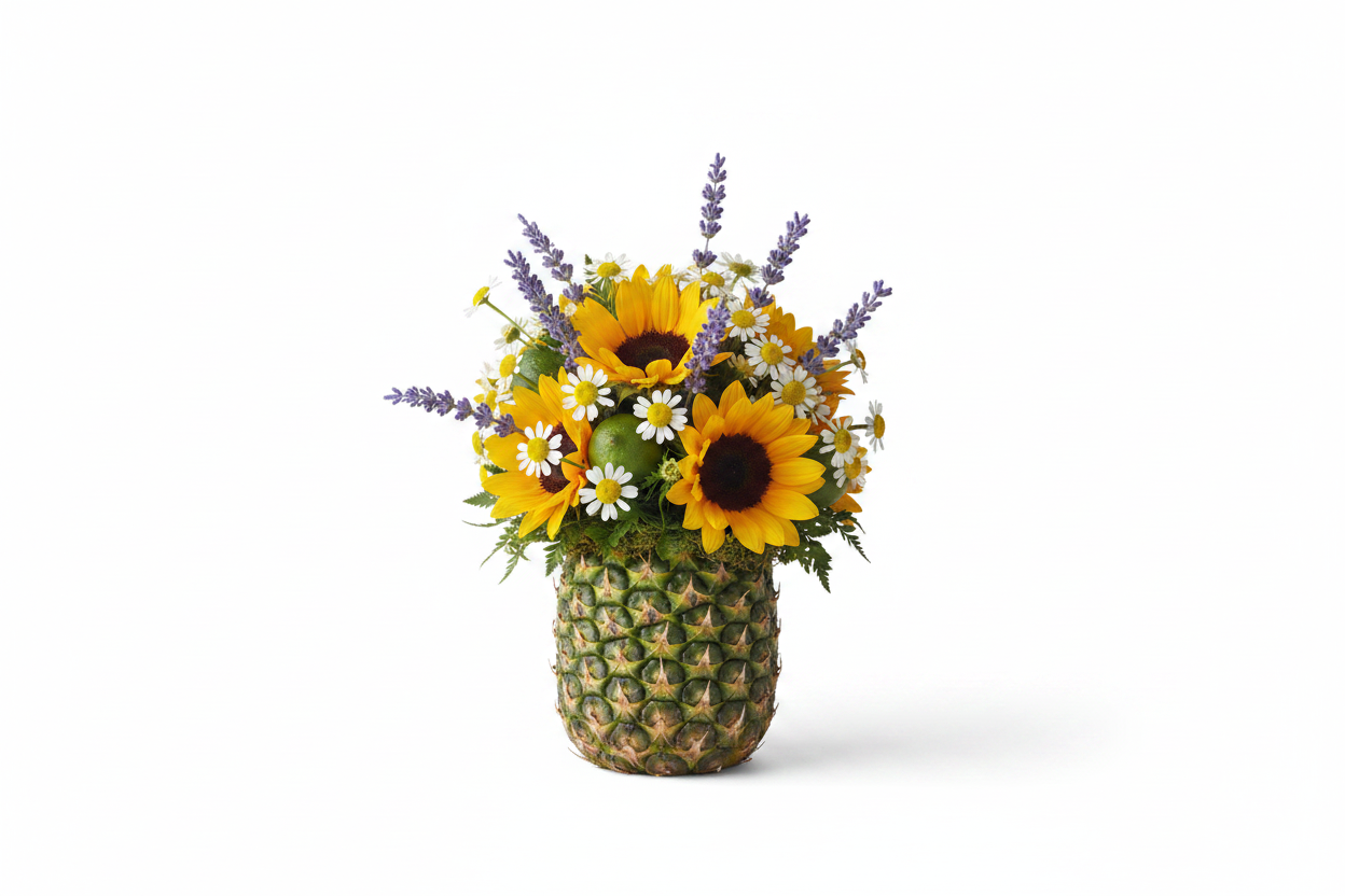 Pineapple Express with purple lavender, sunflowers and chamomile by Colour Me Floral Shoppe